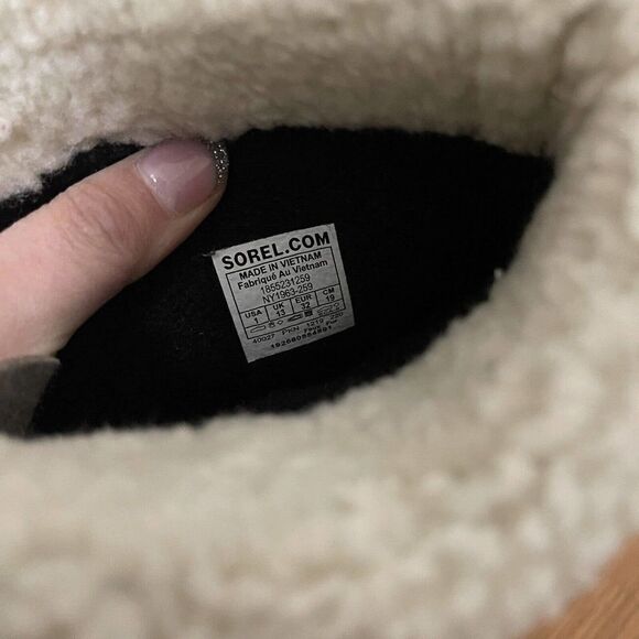 SOREL Caribou yoot pac Winter waterproof sherpa line lace up brown boots youth 1 - Picture 5 of 11